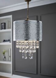 ValueLights Bonita 28cm Glitter Droplets Easy Fit Ceiling Pendant Light Lamp Shade in Silver