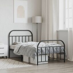 Berkfield Home Metal Bed Frame with Headboard & Footboard Black 100x190 cm - thumbnail 3