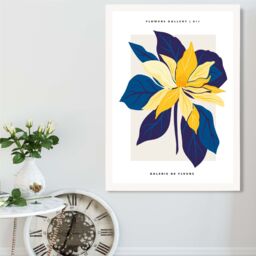 ARTZE Abstract Blue & Yellow Lilly Flower Market Gallery Framed Print SIZE: A3 with White Frame - Size: A4 - thumbnail 2