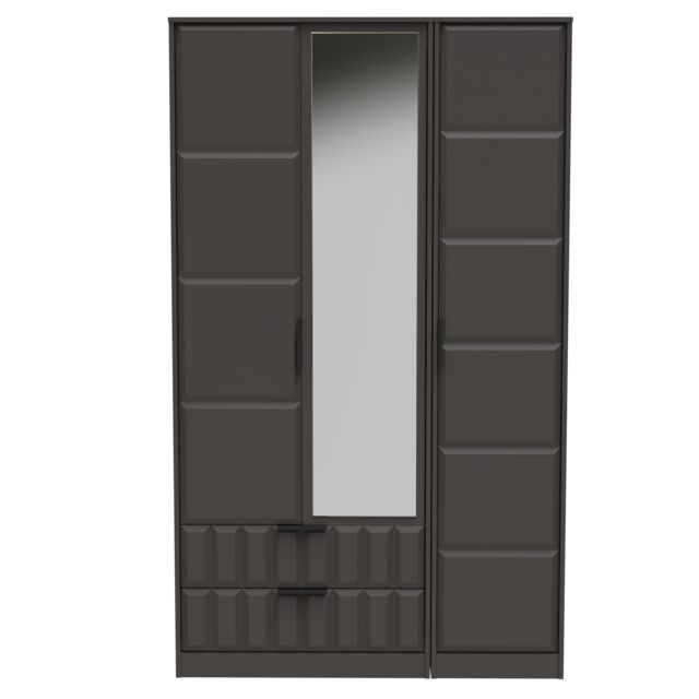 Ready Assembled 2 U Seattle Triple Mirror Wardrobe with 2 Drawers (Ready Assembled) in Dark Grey - image 1