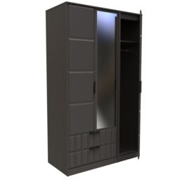 Ready Assembled 2 U Seattle Triple Mirror Wardrobe with 2 Drawers (Ready Assembled) in Dark Grey - thumbnail 6