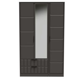 Ready Assembled 2 U Seattle Triple Mirror Wardrobe with 2 Drawers (Ready Assembled) in Dark Grey - thumbnail 1