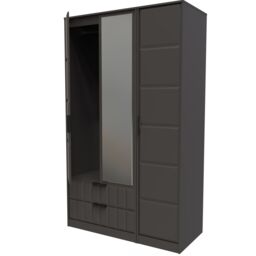 Ready Assembled 2 U Seattle Triple Mirror Wardrobe with 2 Drawers (Ready Assembled) in Dark Grey - thumbnail 5