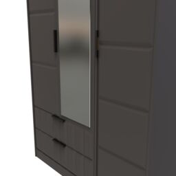 Ready Assembled 2 U Seattle Triple Mirror Wardrobe with 2 Drawers (Ready Assembled) in Dark Grey - thumbnail 4