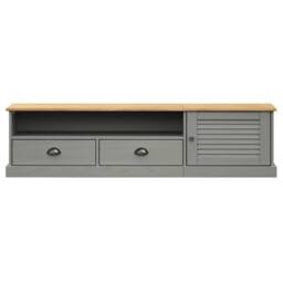 Berkfield Home TV Cabinet VIGO Grey 156x40x40 cm Solid Wood Pine - Size: 156 x 40 x 40 cm - thumbnail 5