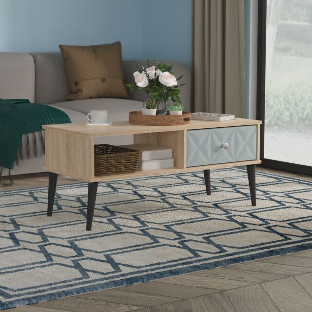 Ready Assembled 2 U Toledo 1 Drawer Coffee Table (Ready Assembled) in Duck Egg Blue - image 1