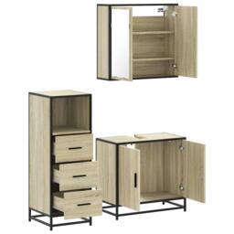 Berkfield Home 3 Piece Bathroom Furniture Set Sonoma Oak Engineered Wood in Brown - thumbnail 6