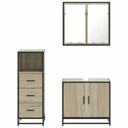 Berkfield Home 3 Piece Bathroom Furniture Set Sonoma Oak Engineered Wood in Brown - thumbnail 5