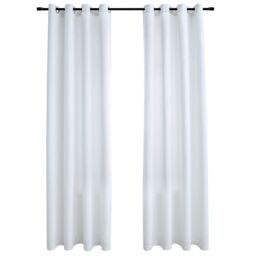 Berkfield Home Blackout Curtains with Metal Rings 2 pcs Off-White 140x175 cm in White - thumbnail 2
