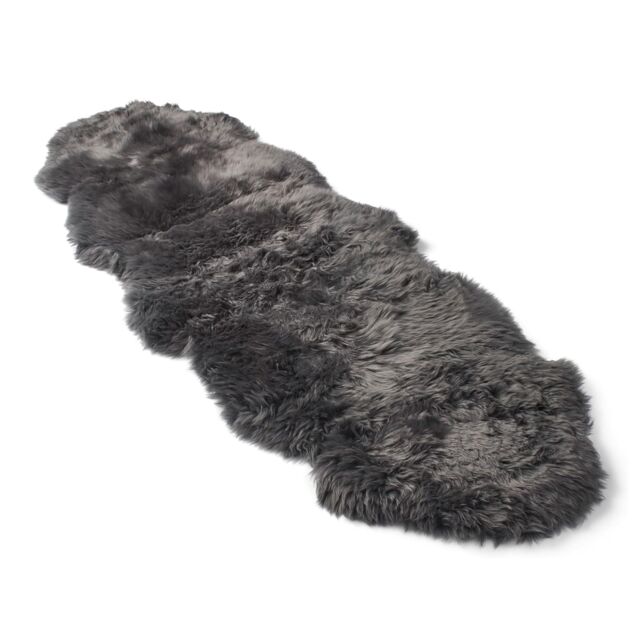 Infinity Leather Luxury Genuine Sheepskin Double Natural Fluffy Soft Real Wool Rug in Dark Grey - Size: 180 cm x 60 cm - image 1