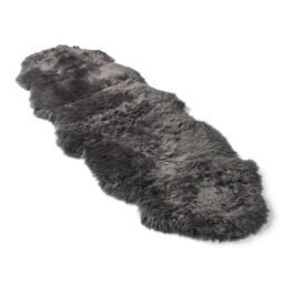 Infinity Leather Luxury Genuine Sheepskin Double Natural Fluffy Soft Real Wool Rug in Dark Grey - Size: 180 cm x 60 cm