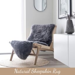 Infinity Leather Luxury Genuine Sheepskin Double Natural Fluffy Soft Real Wool Rug in Dark Grey - Size: 180 cm x 60 cm - thumbnail 4