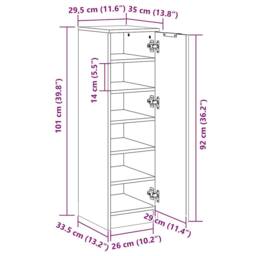 Berkfield Home Shoe Cabinet Concrete Grey 30x35x100 cm Engineered Wood - Size: 30 x 35 x 100 cm - thumbnail 9