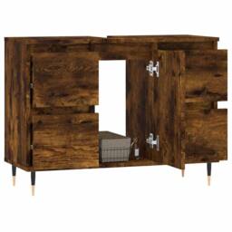 Berkfield Home Bathroom Cabinet Smoked Oak 80x33x60 cm Engineered Wood in Brown - Size: 80 x 33 x 60 cm - thumbnail 3