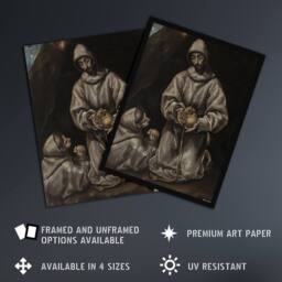 Artery8 St Francis Brother Leo Meditating on Death El Greco Framed Wall Art - Size: A4 - thumbnail 2