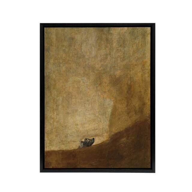 "Artery8 Francisco Goya El Perro Dog Framed Canvas Wall Art Print in Brown - Size: W12"" x H16""" - image 1