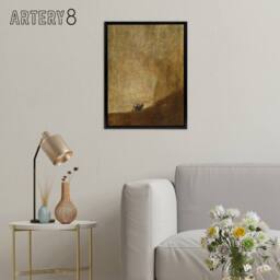 "Artery8 Francisco Goya El Perro Dog Framed Canvas Wall Art Print in Brown - Size: W12"" x H16""" - thumbnail 3