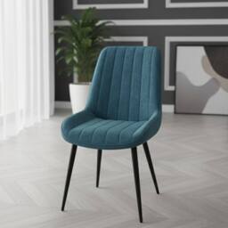 Stratus Interiors Dido Blue Velvet Dining Chair - Modern Upholstered Dining Seating in Teal