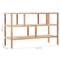 Berkfield Home Bathroom Shelf Solid Walnut Wood 100x40x65 cm in Beige - Size: 100 x 40 x 65 cm - thumbnail 6