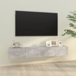 Berkfield Home Wall TV Cabinets 2 pcs Concrete Grey 100x30x30 cm Engineered Wood - Size: 100 x 30 x 30 cm - thumbnail 1