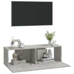 Berkfield Home Wall TV Cabinets 2 pcs Concrete Grey 100x30x30 cm Engineered Wood - Size: 100 x 30 x 30 cm - thumbnail 4