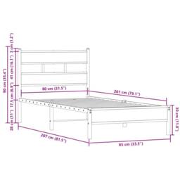 Berkfield Home Elegant Bed Frame without Mattress with Headboard Sonoma Oak 80x200 cm in Brown - thumbnail 9