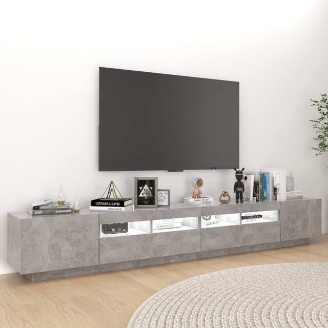 Berkfield Home TV Cabinet with LED Lights Concrete Grey 260x35x40 cm - Size: 260 x 35 x 40 cm - image 1