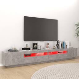 Berkfield Home TV Cabinet with LED Lights Concrete Grey 260x35x40 cm - Size: 260 x 35 x 40 cm - thumbnail 4