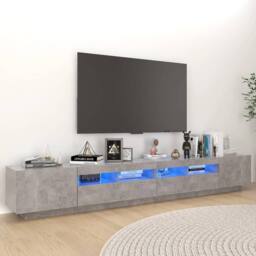 Berkfield Home TV Cabinet with LED Lights Concrete Grey 260x35x40 cm - Size: 260 x 35 x 40 cm - thumbnail 2