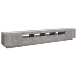 Berkfield Home TV Cabinet with LED Lights Concrete Grey 260x35x40 cm - Size: 260 x 35 x 40 cm - thumbnail 7