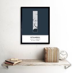 "Wee Blue Coo Wall Art Print Istanbul Turkey City Map Modern Typography Stylish Letter Framed Word in Navy - Size: W12"" x H16""" - thumbnail 2