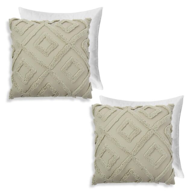 OHS 2 Pack Tufted Arch Filled Cushion Cover in Green - Size: 45 cm x 45 cm - image 1