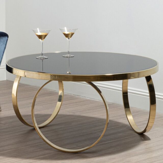 Orsina Durable Large Round Coffee Table, Elegant Decorative Coffee Table, Sturdy Modern Round Coffee Table in Gold - image 1