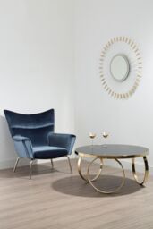 Orsina Durable Large Round Coffee Table, Elegant Decorative Coffee Table, Sturdy Modern Round Coffee Table in Gold - thumbnail 3
