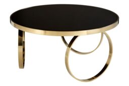 Orsina Durable Large Round Coffee Table, Elegant Decorative Coffee Table, Sturdy Modern Round Coffee Table in Gold - thumbnail 2