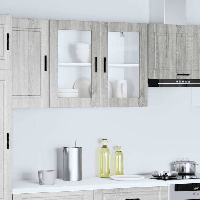 Berkfield Home Kitchen Wall Cabinet with Glass Door Porto Grey Sonoma - image 1