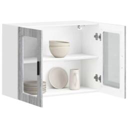 Berkfield Home Kitchen Wall Cabinet with Glass Door Porto Grey Sonoma - thumbnail 5