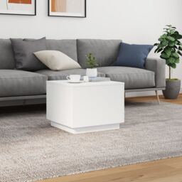 Berkfield Home Coffee Table with LED Lights White 50x50x40 cm - Size: 50 x 50 x 40 cm - thumbnail 4