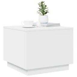 Berkfield Home Coffee Table with LED Lights White 50x50x40 cm - Size: 50 x 50 x 40 cm - thumbnail 6