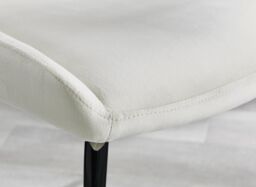 FurnitureboxUK Set of 2 Nora Deep Padded Luxurious Dining Chairs Upholstered In Soft Velvet With Black Legs in Cream - thumbnail 7