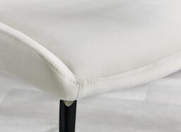 FurnitureboxUK Set of 2 Nora Deep Padded Luxurious Dining Chairs Upholstered In Soft Velvet With Black Legs in Cream - thumbnail 4