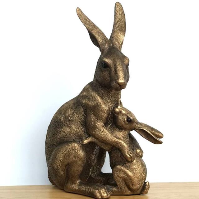 Animal Crackers Hare With Baby Figurine, Leonardo Reflections Bronzed, Gift boxed in Bronze - image 1