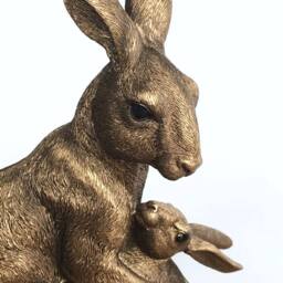 Animal Crackers Hare With Baby Figurine, Leonardo Reflections Bronzed, Gift boxed in Bronze - thumbnail 5