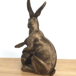 Animal Crackers Hare With Baby Figurine, Leonardo Reflections Bronzed, Gift boxed in Bronze - thumbnail 4