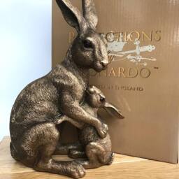 Animal Crackers Hare With Baby Figurine, Leonardo Reflections Bronzed, Gift boxed in Bronze - thumbnail 2