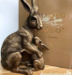 Animal Crackers Hare With Baby Figurine, Leonardo Reflections Bronzed, Gift boxed in Bronze - thumbnail 7