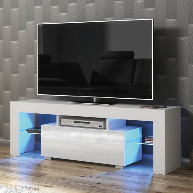 Creative Furniture Floe TV Unit 130cm - White with Gloss Doors - image 1