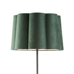 Happy Homewares Modern Matte Black Floor Lamp with Forest Green Velvet Scallop Shade - thumbnail 3
