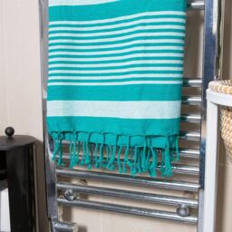Nicola Spring 100% Cotton Bath Towel Turkish Style Hamman Blanket Bath Sheet - 160 x 90cm (x4) in Turquoise - thumbnail 6