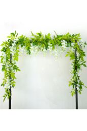 Living and Home 2 Pcs Artificial Wisteria Flowers Garland Decoration in White - thumbnail 3